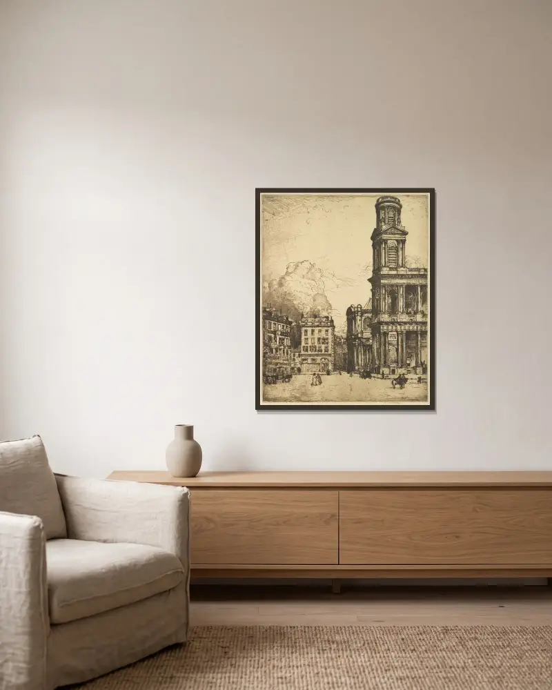 Saint Sulpice, Paris; La Grande Tour av Donald Shaw MacLaughlan inramad på en vägg