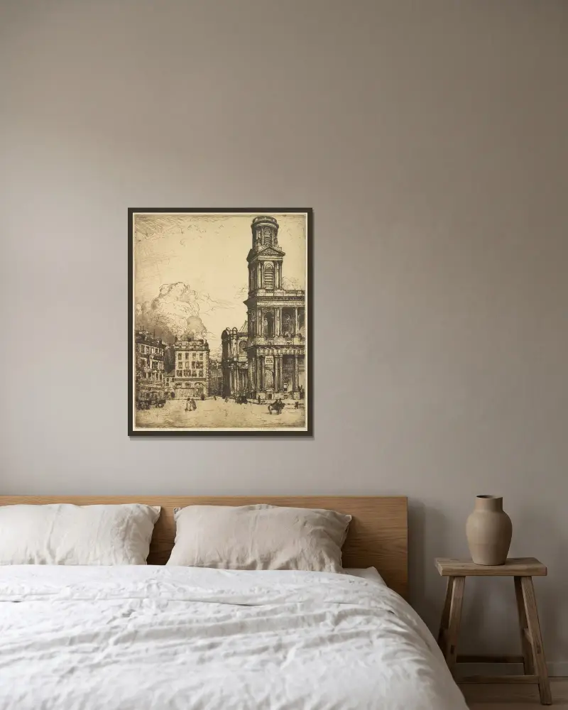Saint Sulpice, Paris; La Grande Tour av Donald Shaw MacLaughlan inramad på en vägg