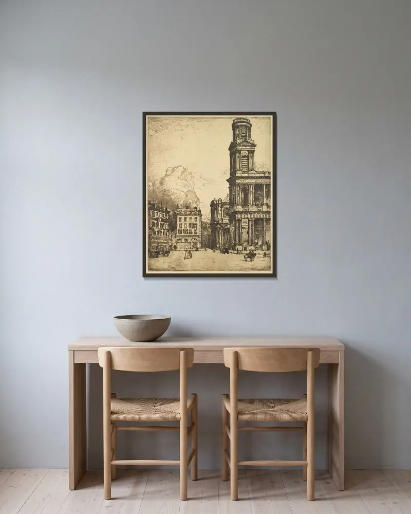 Saint Sulpice, Paris; La Grande Tour av Donald Shaw MacLaughlan inramad på en vägg