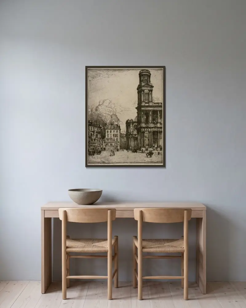 St. Sulpice Paris, La Grande Tour av Donald Shaw MacLaughlan inramad på en vägg
