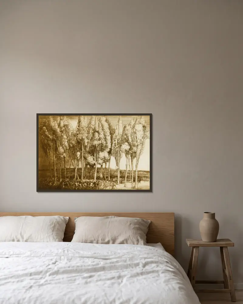 Der Tanz des Frühlings von Donald Shaw MacLaughlan gerahmt an einer Wand