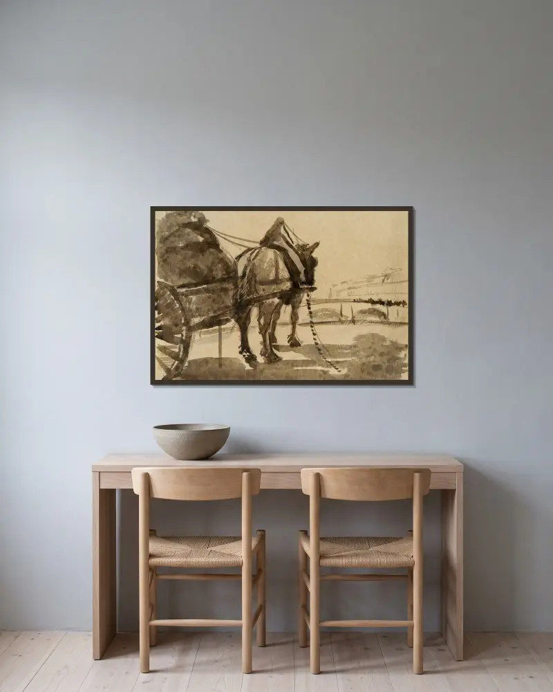 Das Pferd von Donald Shaw MacLaughlan gerahmt an einer Wand