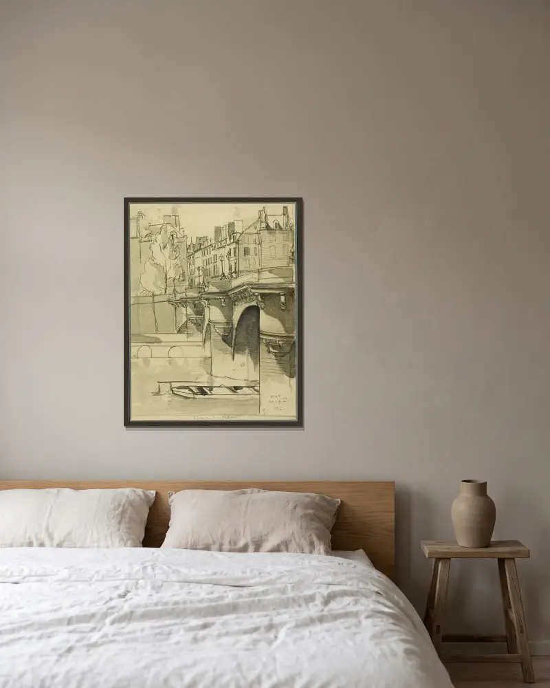 Vy över Pont Neuf av Donald Shaw MacLaughlan inramad på en vägg