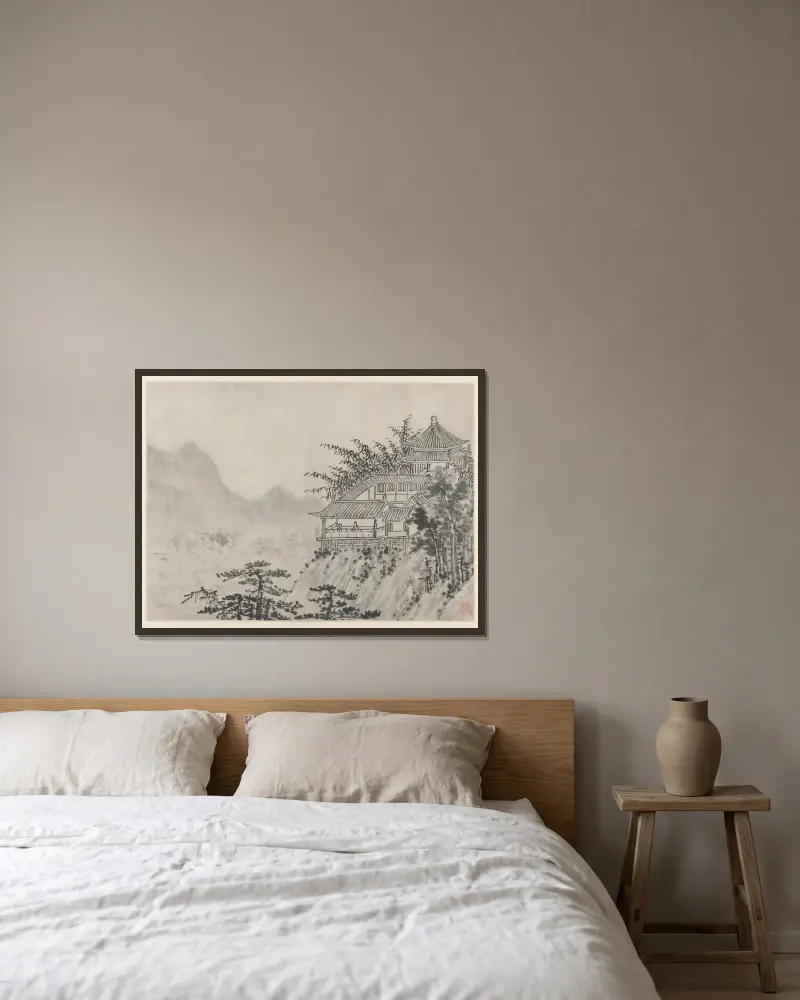 The Thousand Acres of Clouds, from Twelve Views of Tiger Hill, Suzhou av Shen Zhou inramad på en vägg
