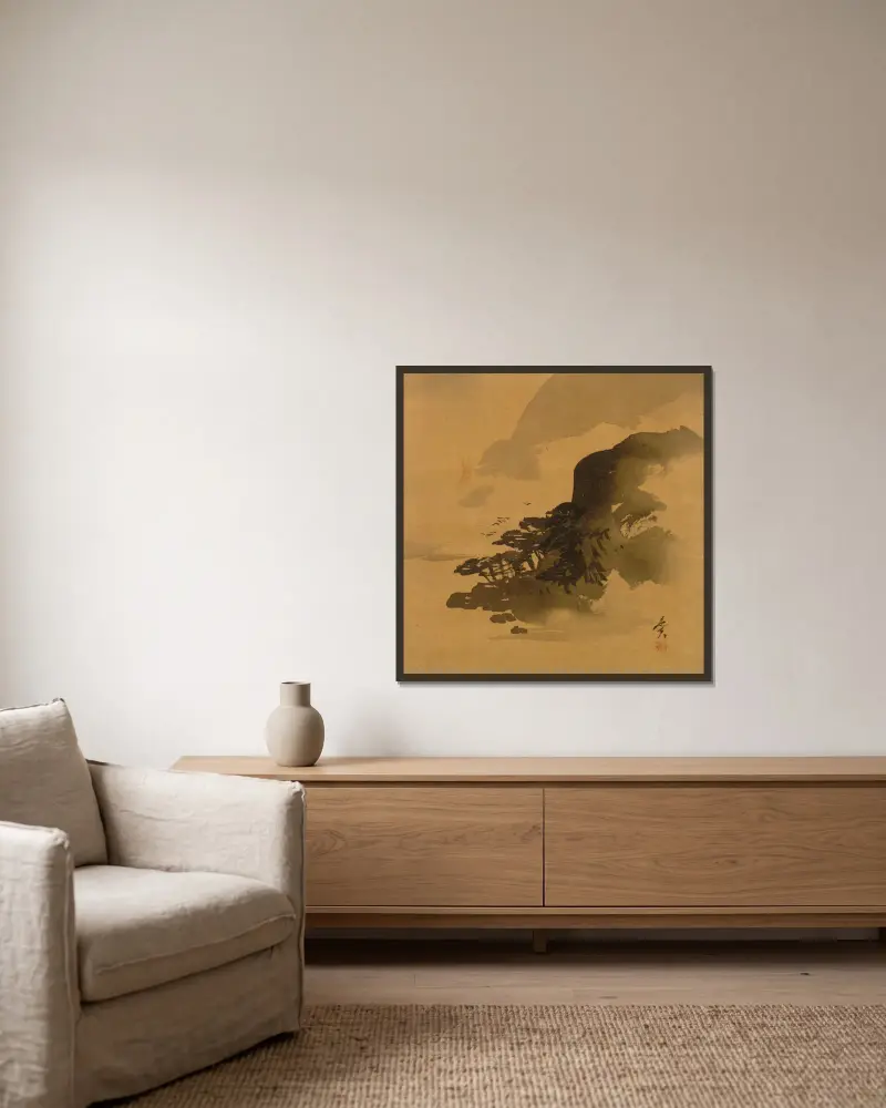 Shoreline with Birds av Shibata Zeshin inramad på en vägg