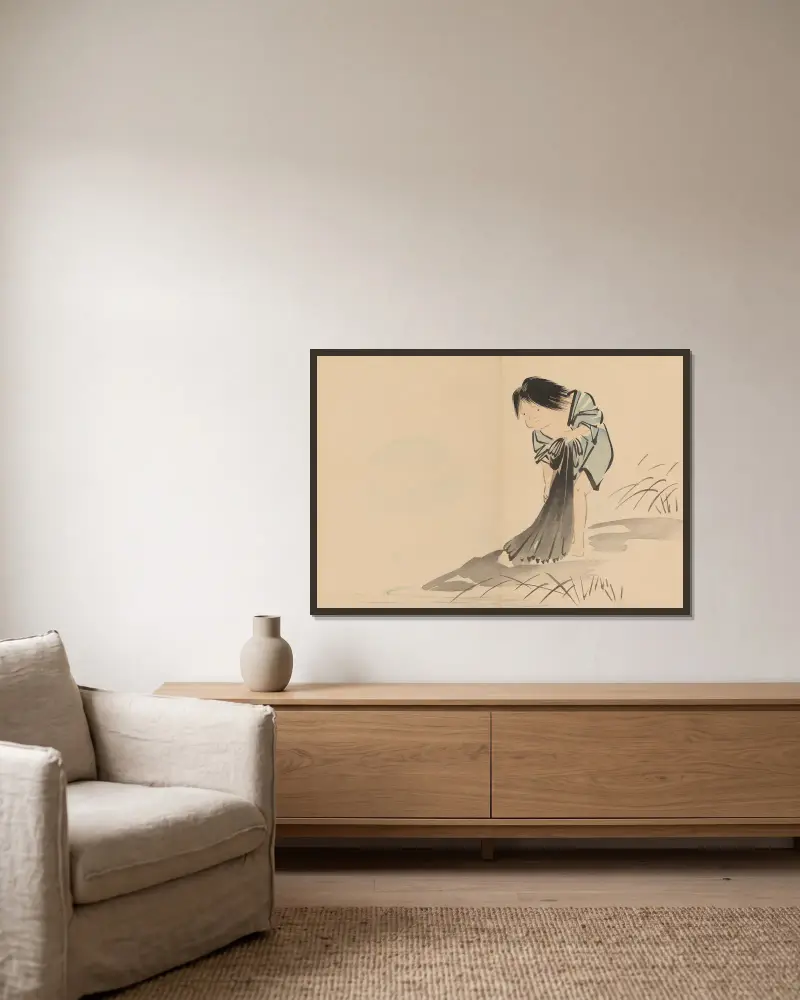 Zeshin iboku tairyūkyo gafu, Pl.03 av Shibata Zeshin inramad på en vägg