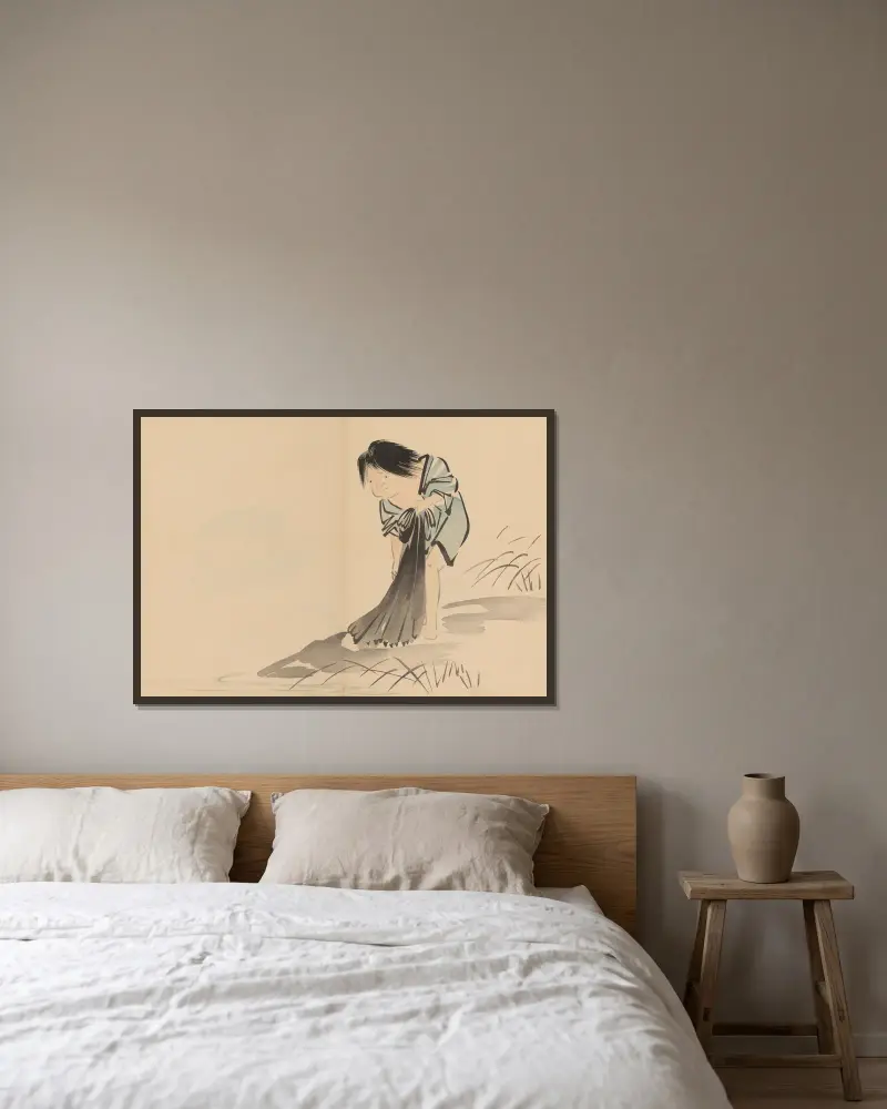 Zeshin iboku tairyūkyo gafu, Pl.03 av Shibata Zeshin inramad på en vägg