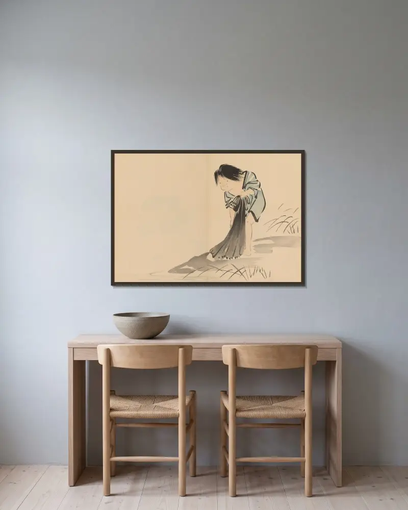 Zeshin iboku tairyūkyo gafu, Pl.03 av Shibata Zeshin inramad på en vägg