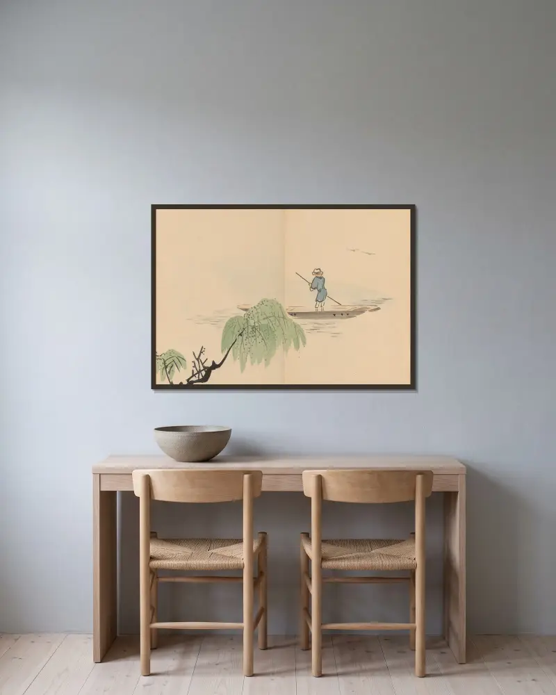 Zeshin iboku tairyūkyo gafu, Pl.06 av Shibata Zeshin inramad på en vägg