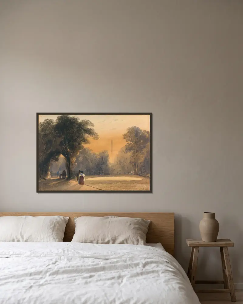 Fontän i trädgården, Paris; kväll av Thomas Shotter Boys inramad på en vägg