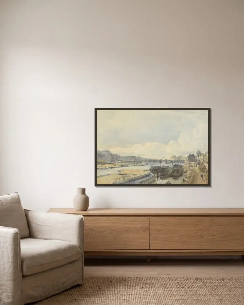 Gezicht over de Seine ter hoogte van de Pont des Arts av Thomas Shotter Boys inramad på en vägg