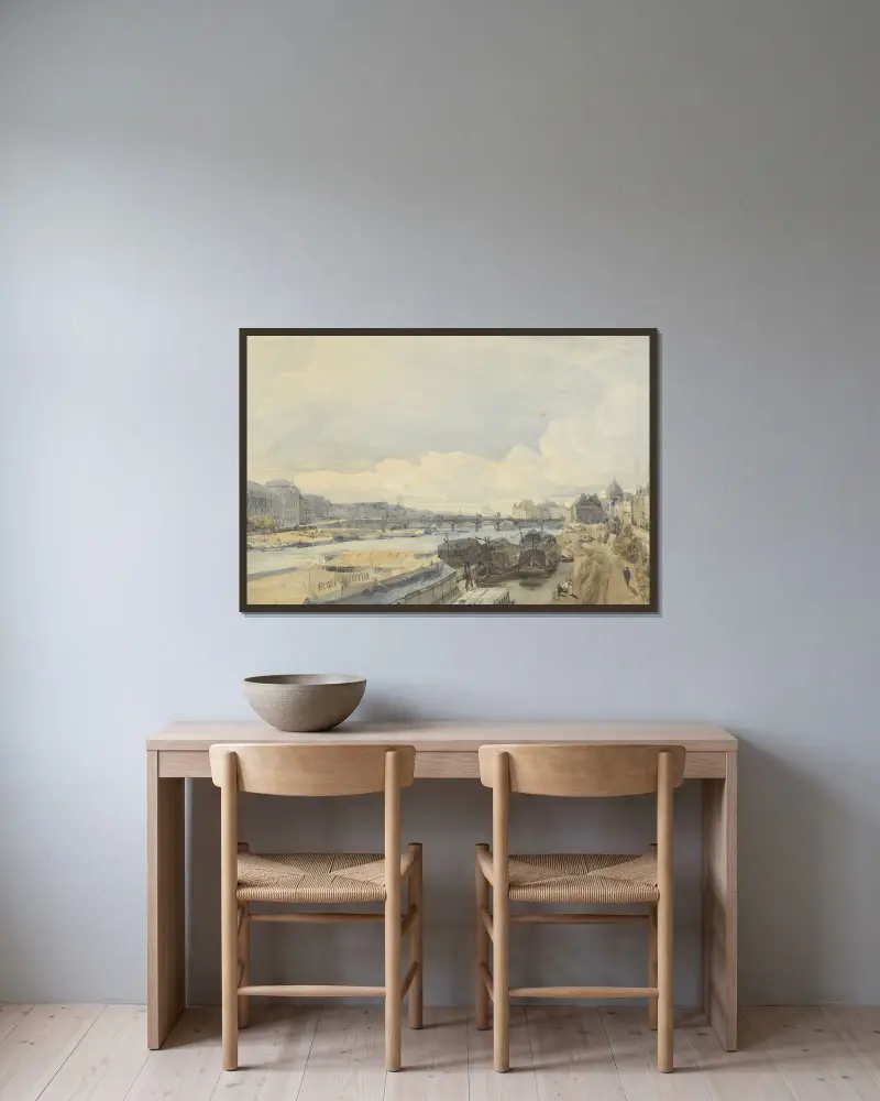 Gezicht over de Seine ter hoogte van de Pont des Arts av Thomas Shotter Boys inramad på en vägg