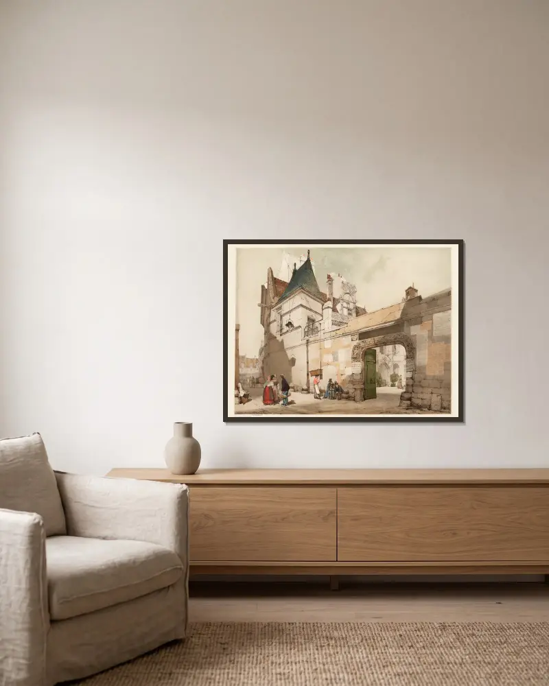Hôtel de Cluny, Paris av Thomas Shotter Boys inramad på en vägg