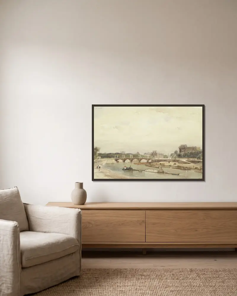 Die Pont de la Concorde vom Cours de la Reine aus gesehen von Thomas Shotter Boys gerahmt an einer Wand