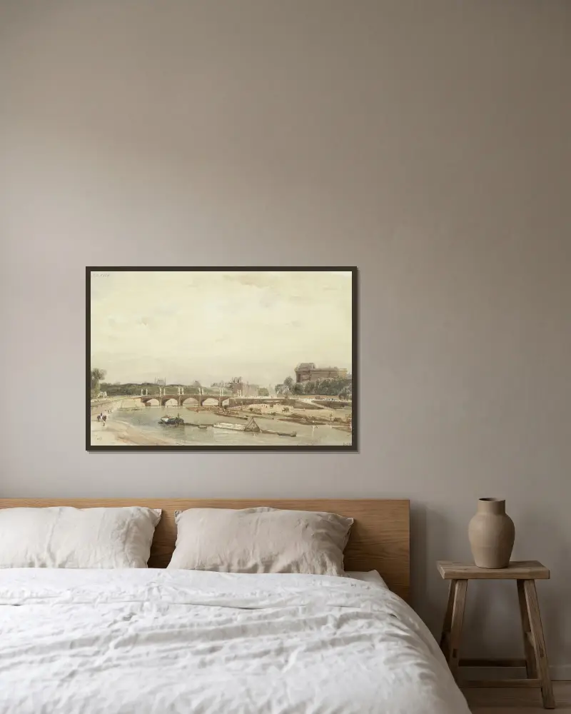 Die Pont de la Concorde vom Cours de la Reine aus gesehen von Thomas Shotter Boys gerahmt an einer Wand