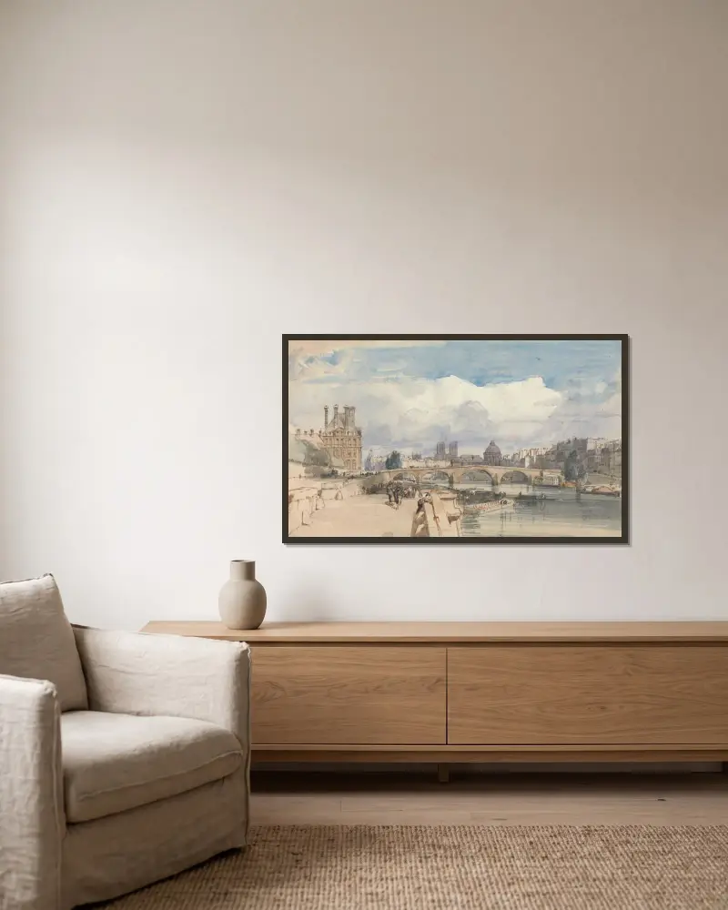 Le Pont Royal, Paris av Thomas Shotter Boys inramad på en vägg
