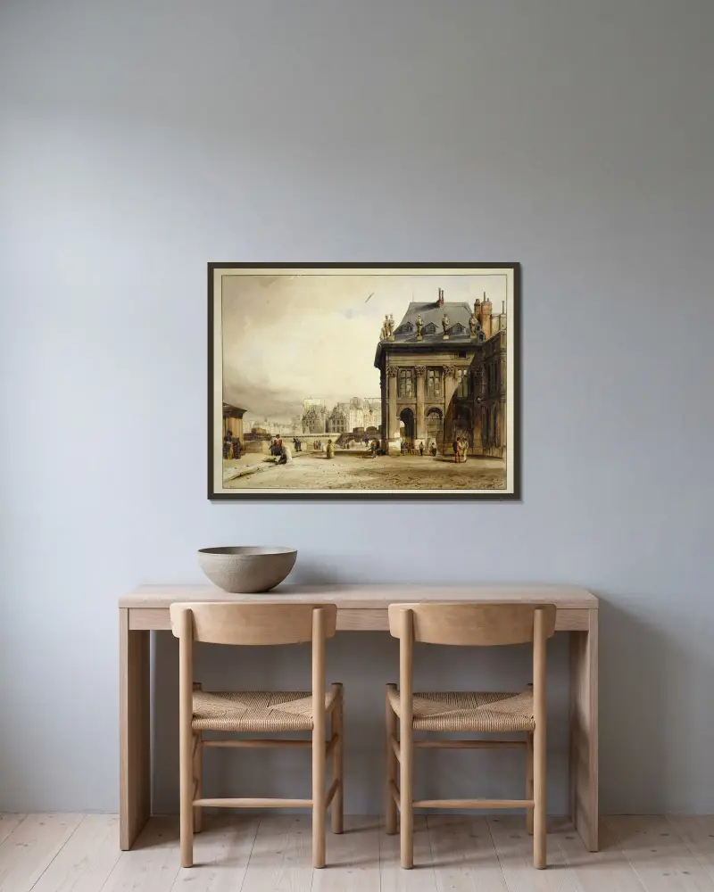 L’Institut; l’aile gauche avec le portique av Thomas Shotter Boys inramad på en vägg
