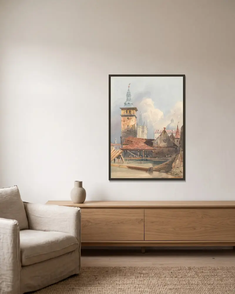 Prague av Thomas Shotter Boys inramad på en vägg