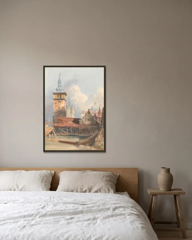 Prague av Thomas Shotter Boys inramad på en vägg