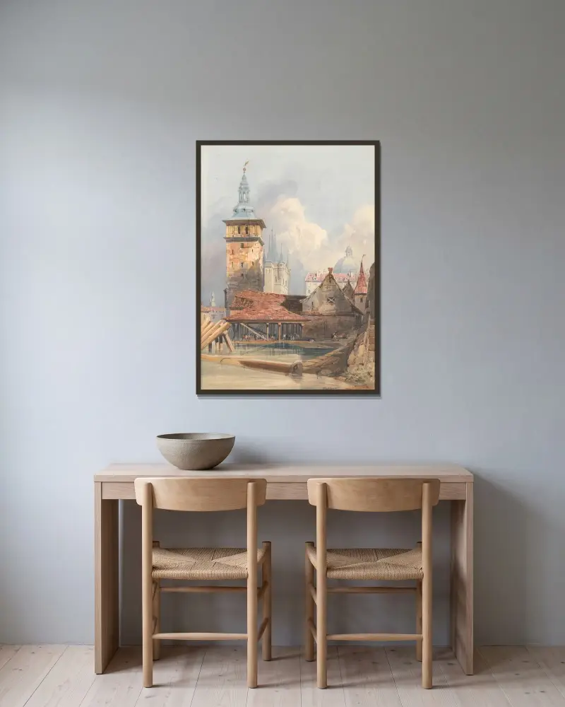 Prague av Thomas Shotter Boys inramad på en vägg