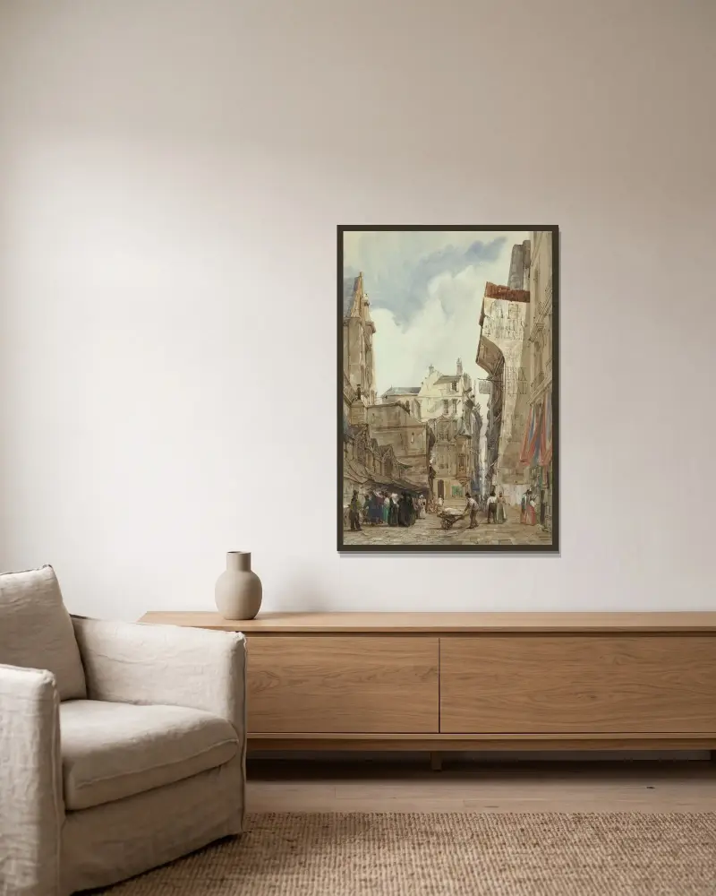 Café Momus, Rue des Prêtres, St. Germain L'Auxerrois, Paris av Thomas Shotter Boys inramad på en vägg