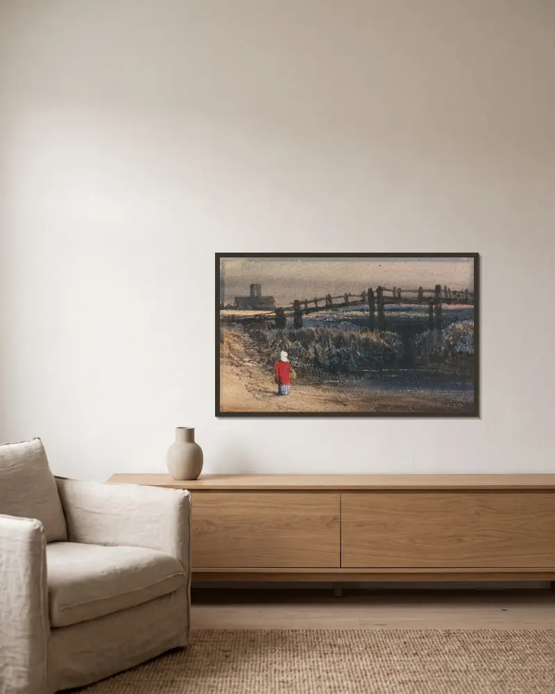 Gångbron av Thomas Shotter Boys inramad på en vägg