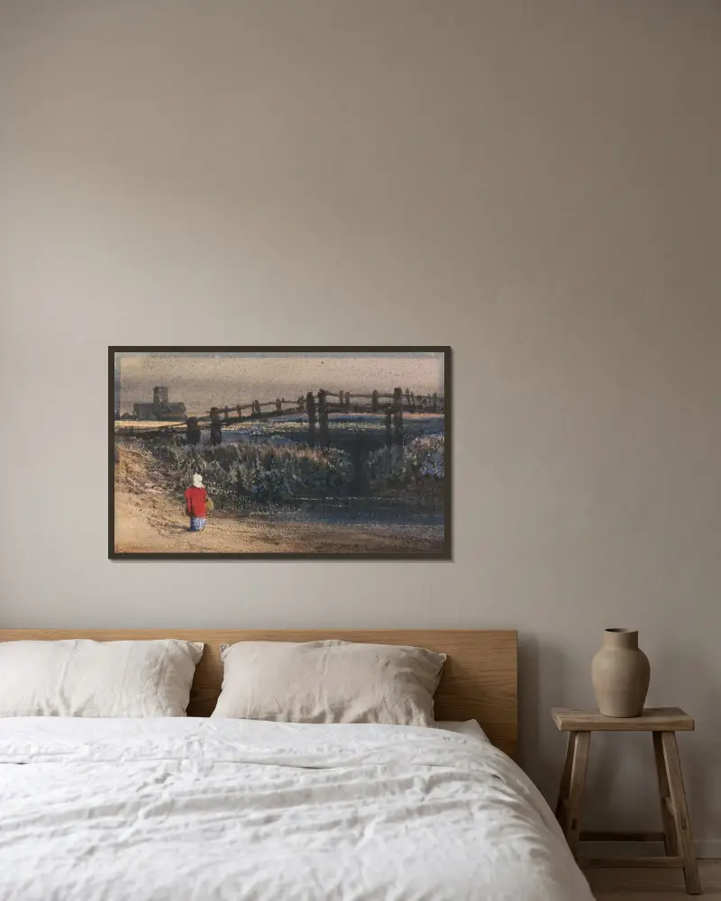 Gångbron av Thomas Shotter Boys inramad på en vägg