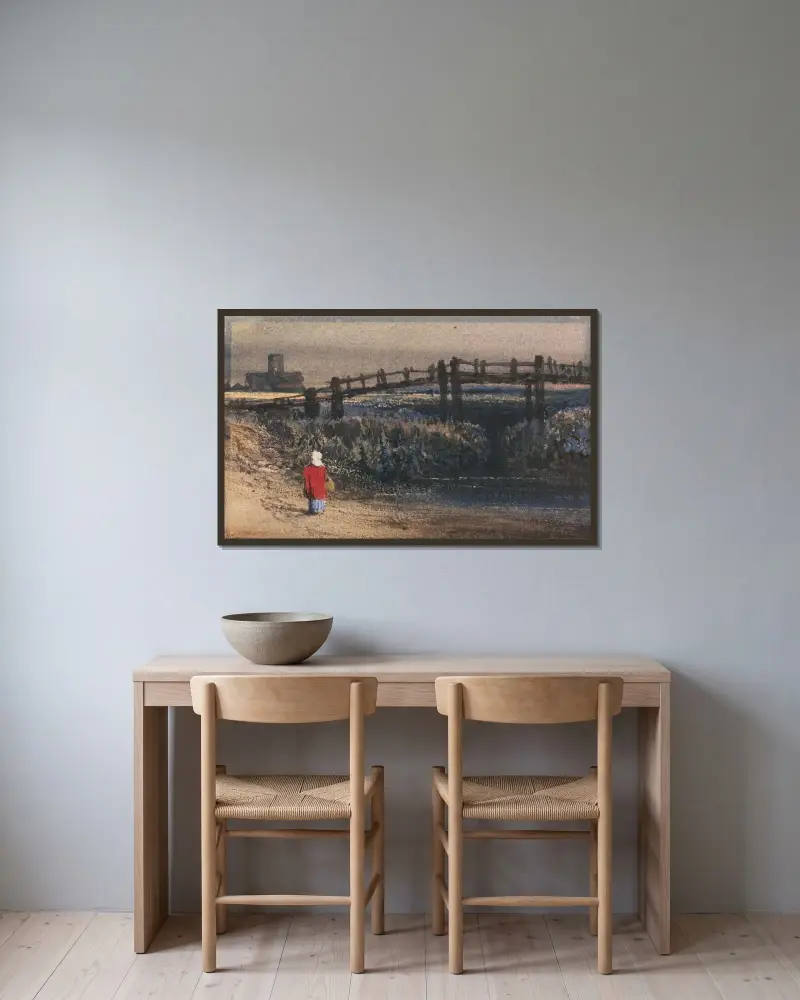 Gångbron av Thomas Shotter Boys inramad på en vägg