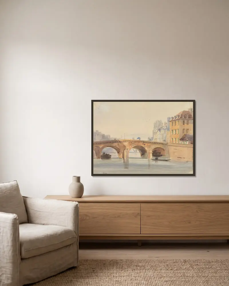 The Pont Neuf av Thomas Shotter Boys inramad på en vägg