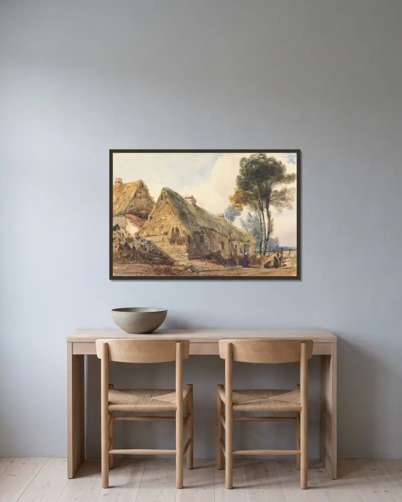Vy vid Swiss Cottage, London av Thomas Shotter Boys inramad på en vägg