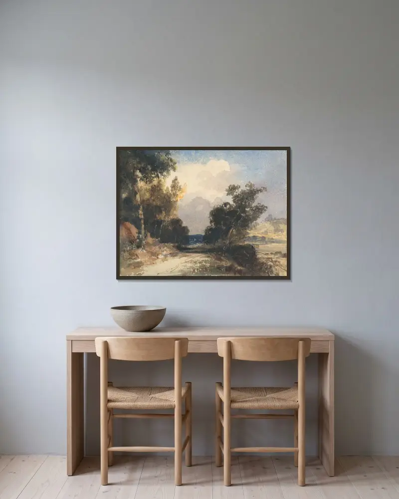 Utsikt nära Arundels slott av Thomas Shotter Boys inramad på en vägg