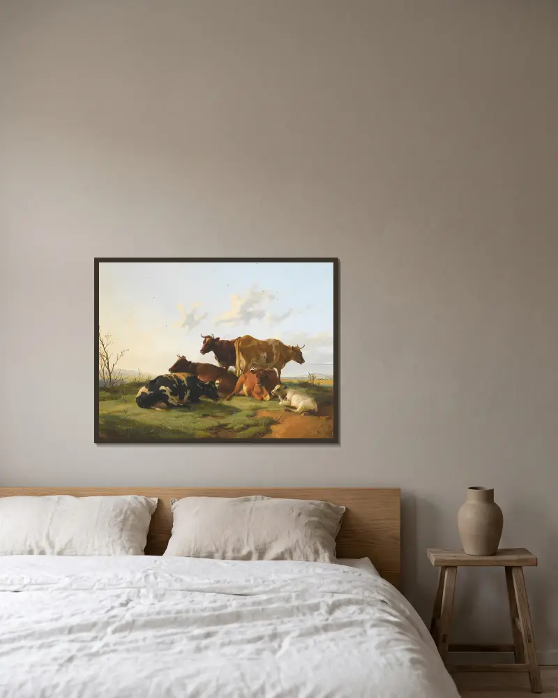 Cattle Grazing In Canterbury Meadows av Thomas Sidney Cooper inramad på en vägg