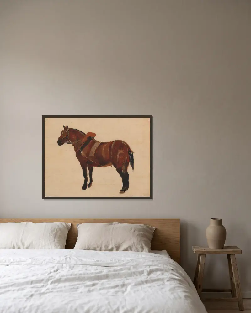 Study of a Working Horse av Thomas Sidney Cooper inramad på en vägg