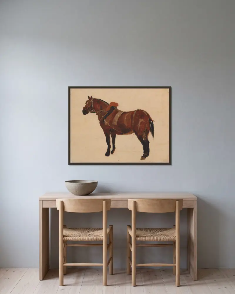 Study of a Working Horse av Thomas Sidney Cooper inramad på en vägg