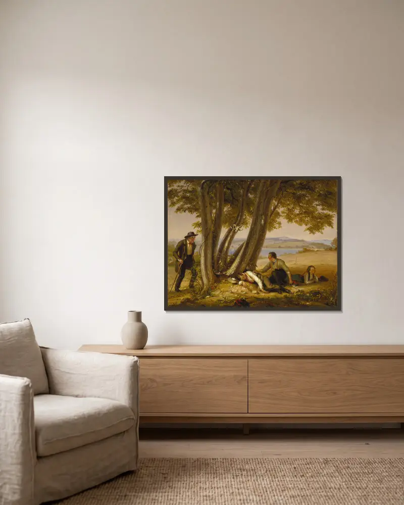 Beim Nickerchen erwischt von William Sidney Mount gerahmt an einer Wand