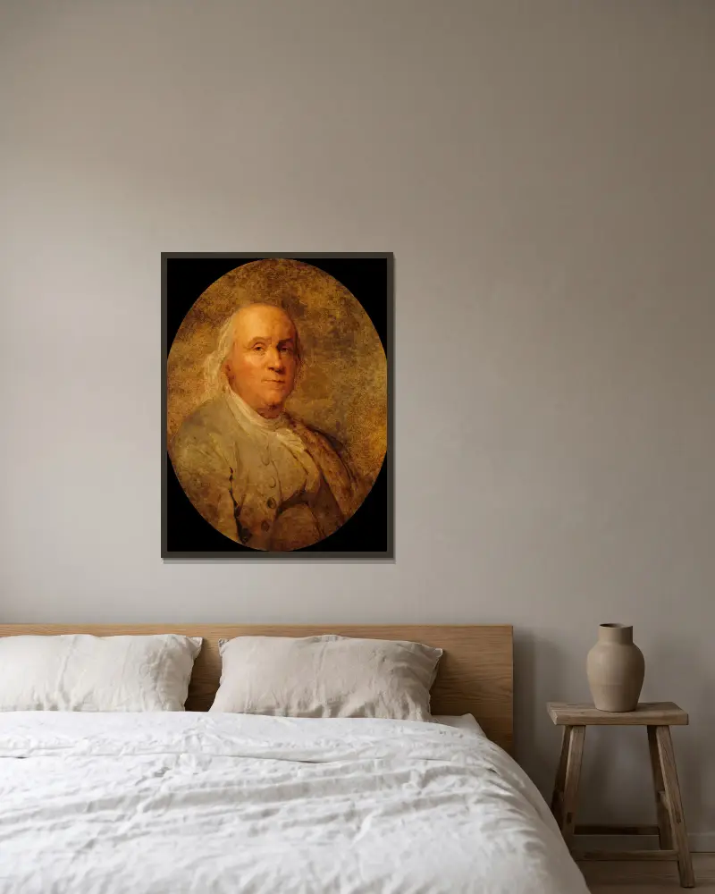 Benjamin Franklin (1706–1790) – Nr. 3 von Joseph Siffred Duplessis gerahmt an einer Wand
