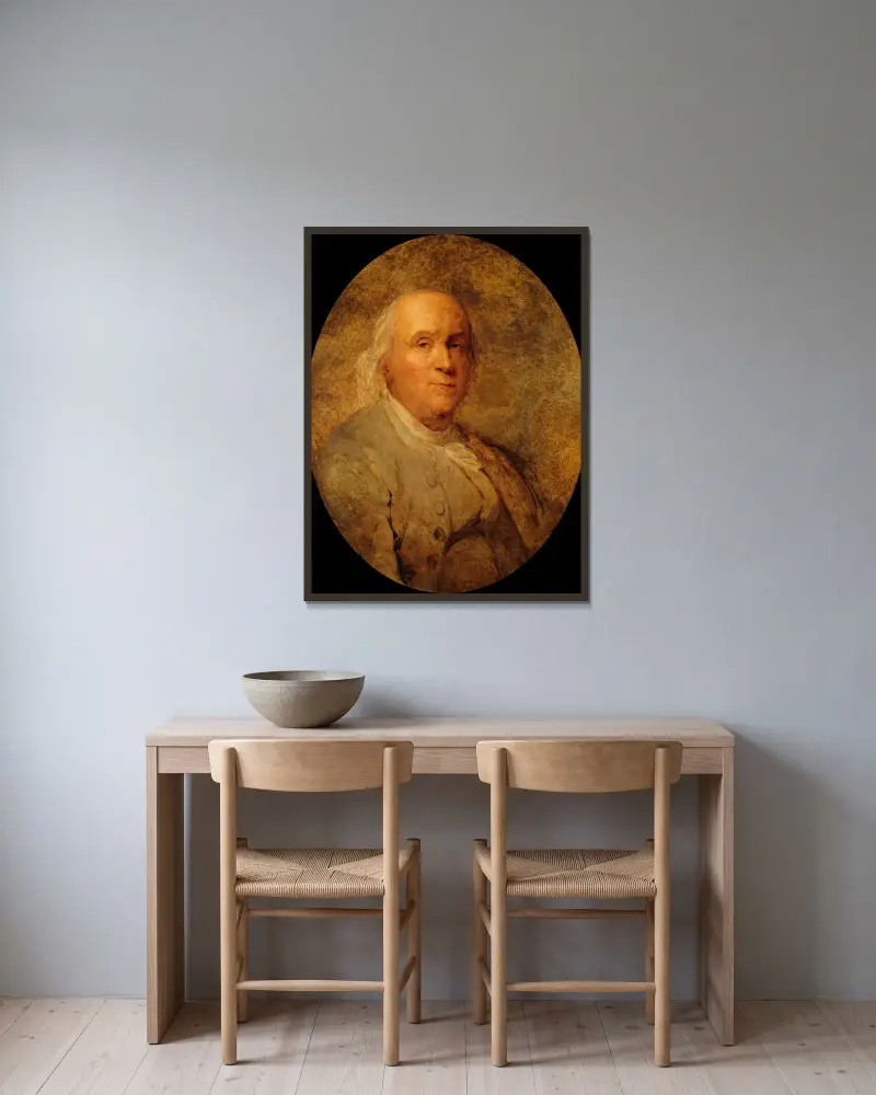 Benjamin Franklin (1706–1790) – Nr. 3 von Joseph Siffred Duplessis gerahmt an einer Wand
