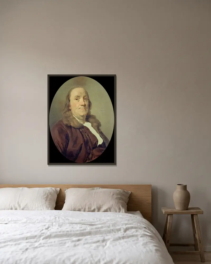 Benjamin Franklin (1706–1790) – Nr. 4 von Joseph Siffred Duplessis gerahmt an einer Wand