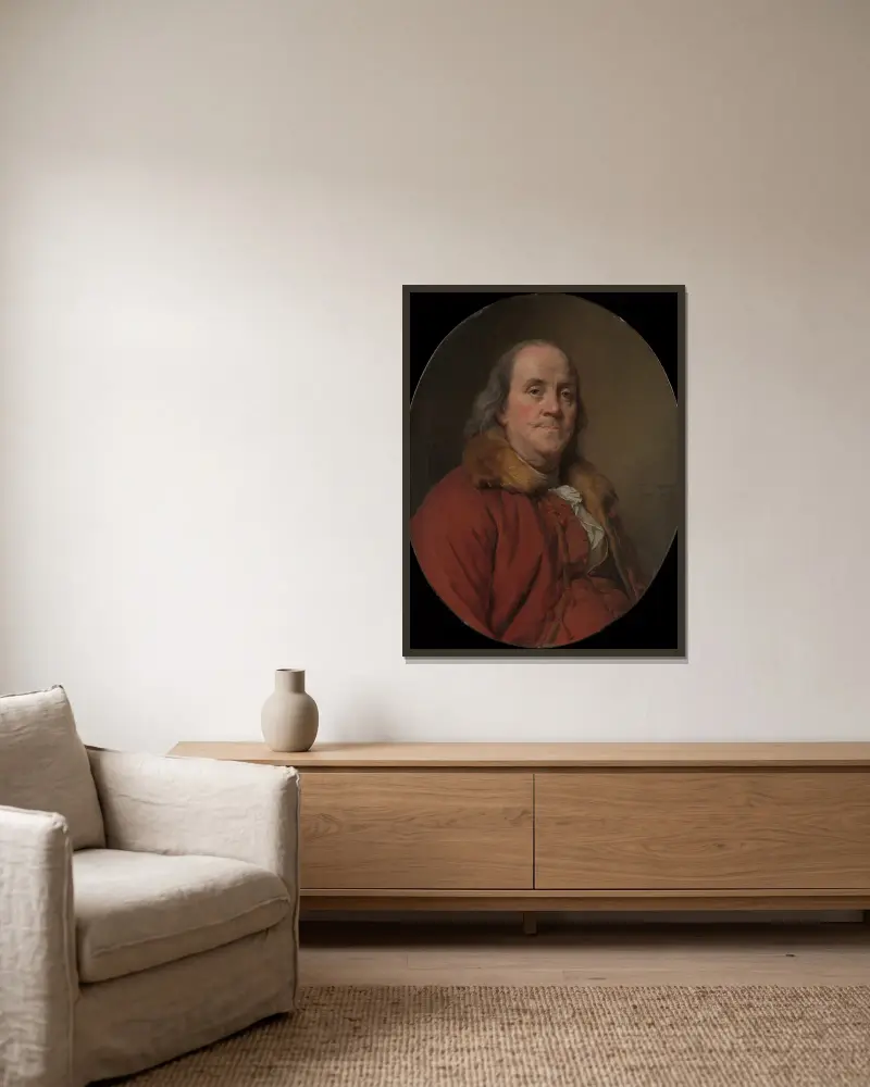 Benjamin Franklin (1706–1790) – Nr. 5, Joseph Siffred Duplessis v rámu na stěně