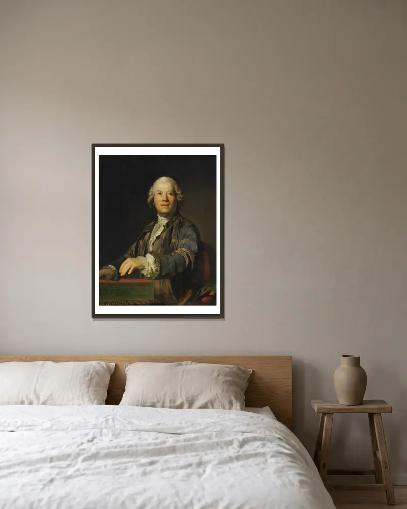 Portrait of Christoph Willibald Ritter von Gluck av Joseph Siffred Duplessis inramad på en vägg