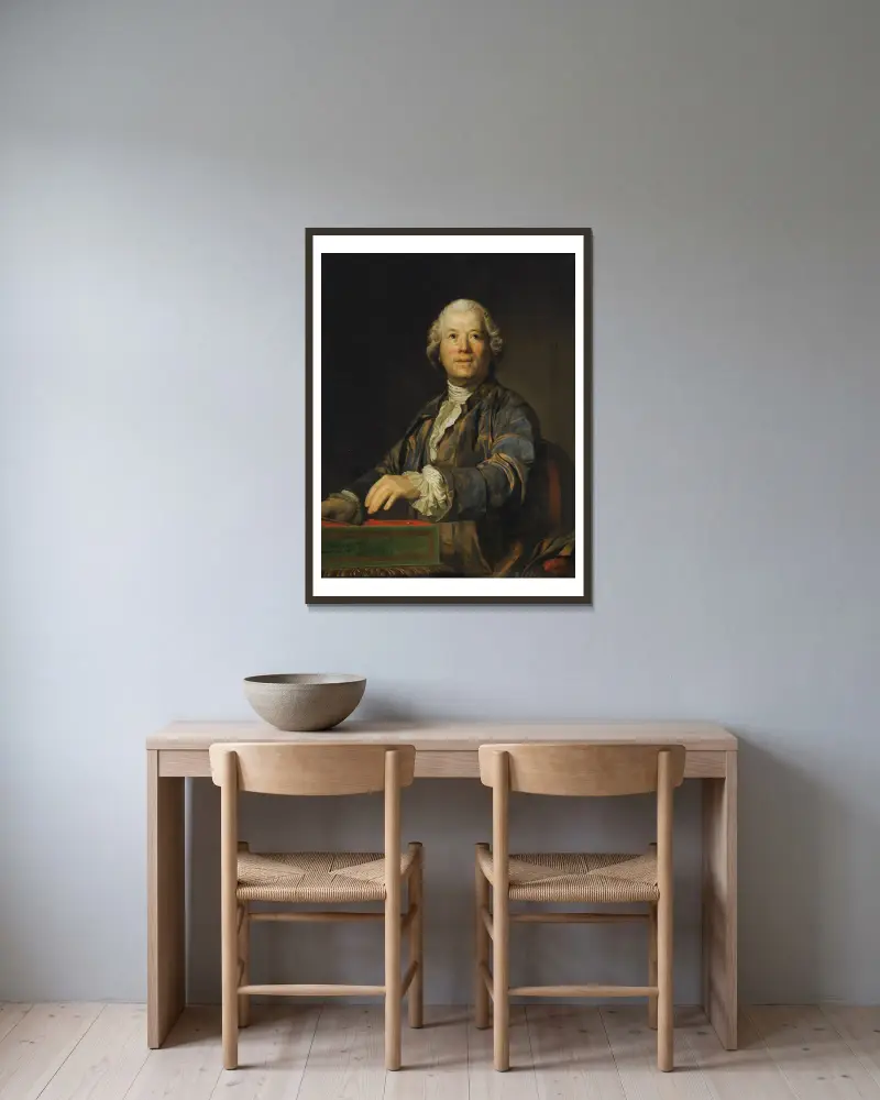 Portrait of Christoph Willibald Ritter von Gluck av Joseph Siffred Duplessis inramad på en vägg