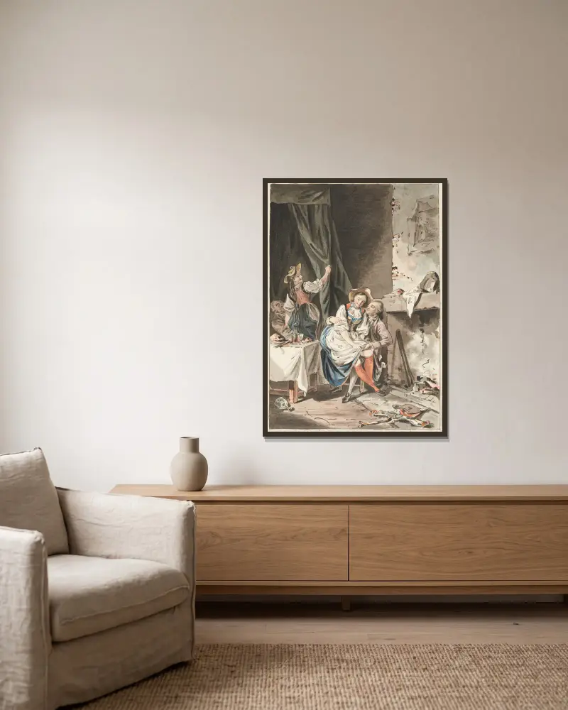 Nach dem Imbiss von Sigmund Freudenberger gerahmt an einer Wand