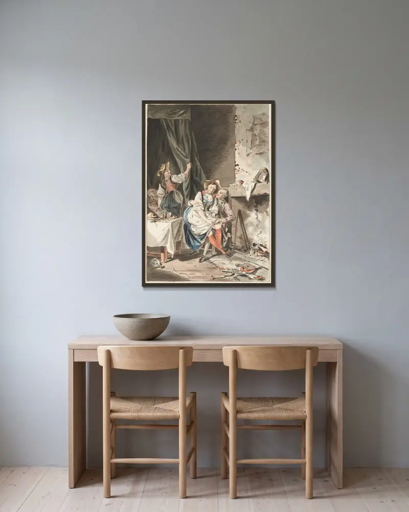 Nach dem Imbiss von Sigmund Freudenberger gerahmt an einer Wand