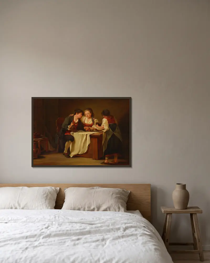 Genreszene, 1770 – nr 2 av Sigmund Freudenberger inramad på en vägg