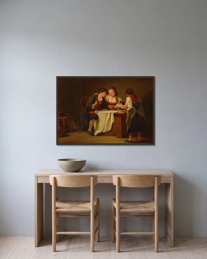 Genreszene, 1770 – nr 2 av Sigmund Freudenberger inramad på en vägg