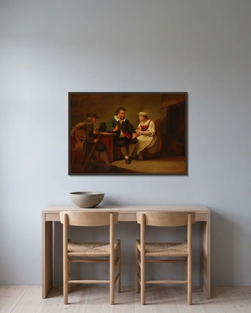 Genreszene, 1770 – nr 1 av Sigmund Freudenberger inramad på en vägg