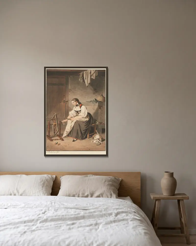 Die Spinnerin – Nr. 1 von Sigmund Freudenberger gerahmt an einer Wand