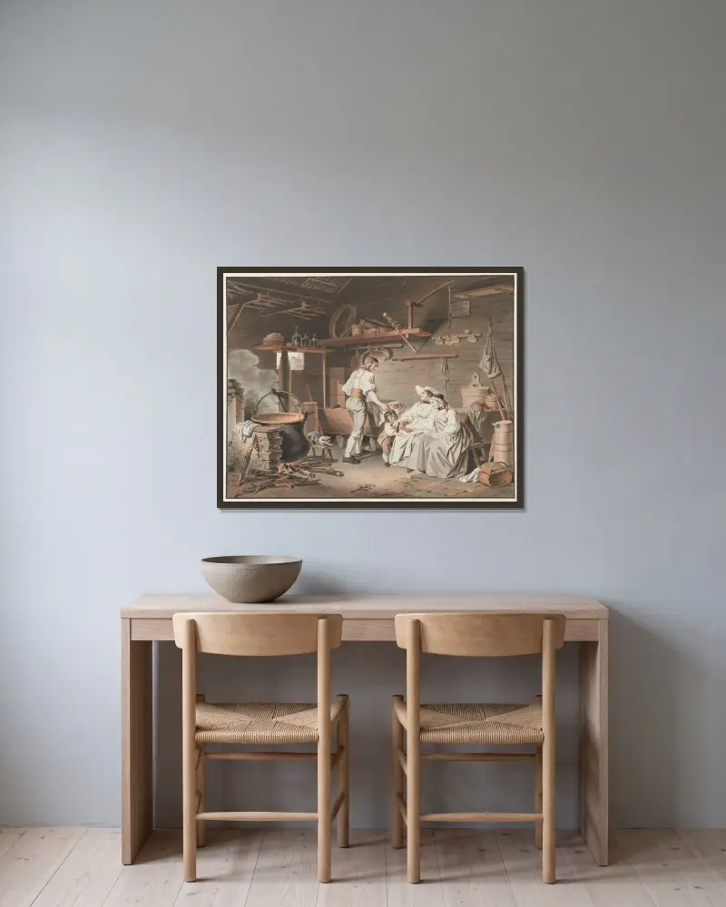 Der Besuch im Chalet von Sigmund Freudenberger gerahmt an einer Wand