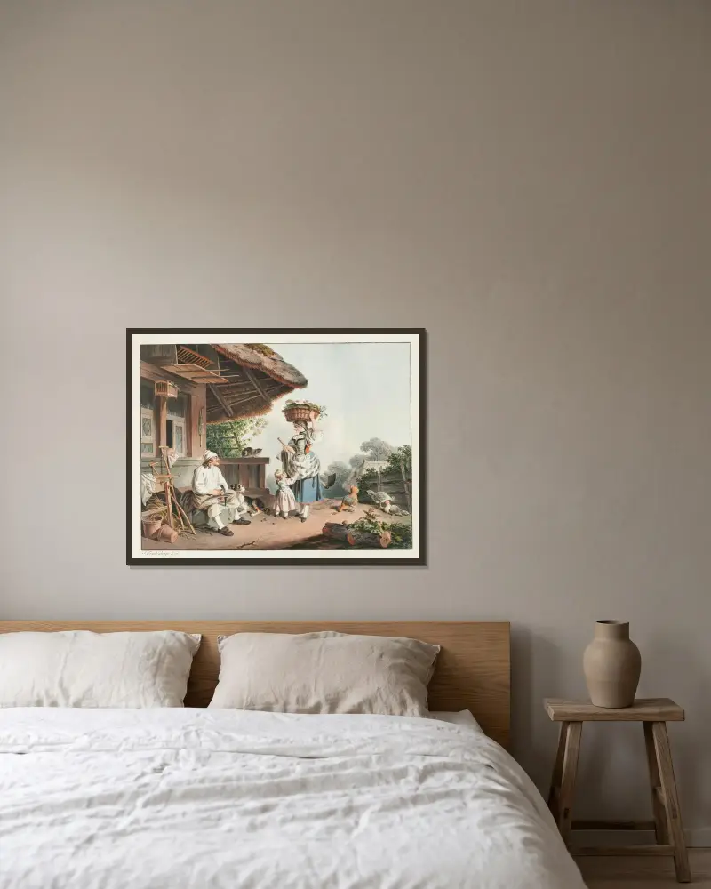 Die Bäuerin von Sigmund Freudenberger gerahmt an einer Wand