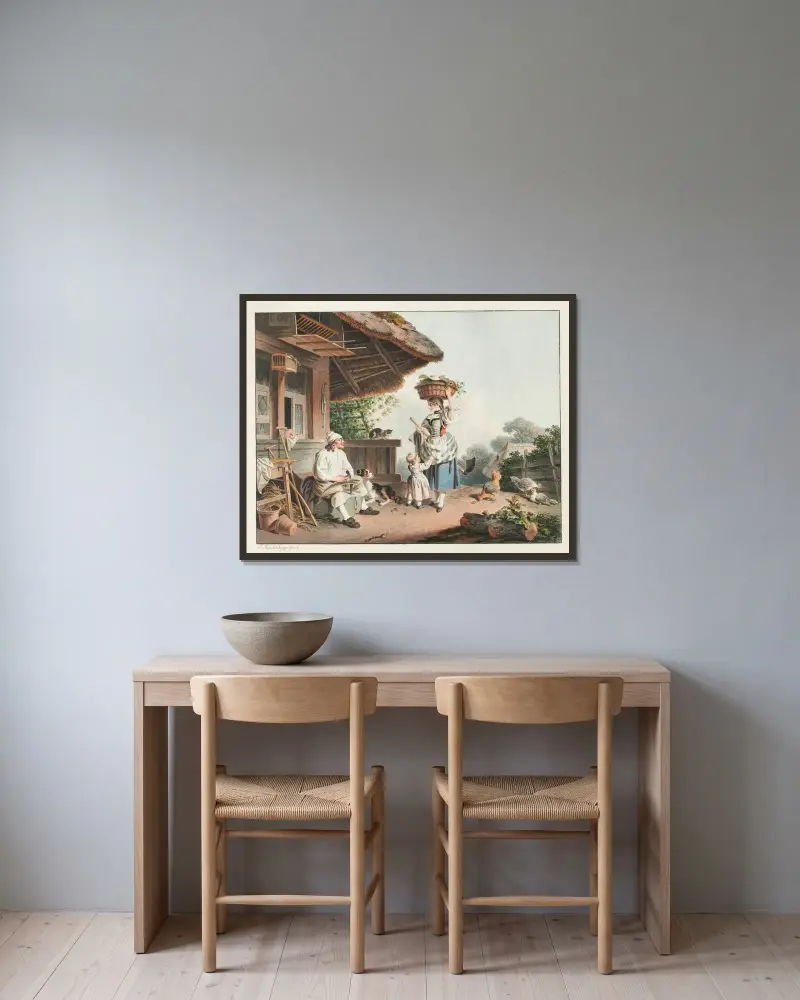 Die Bäuerin von Sigmund Freudenberger gerahmt an einer Wand